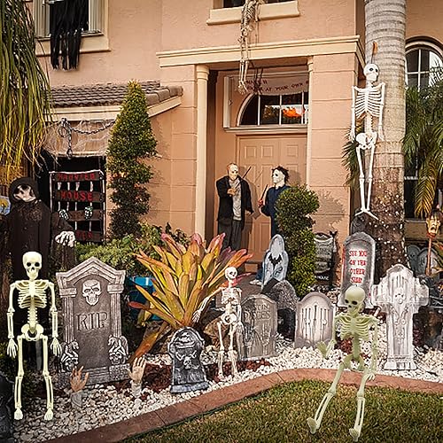 Miniatura 8 de MEMOVAN Mini modelo de esqueleto de Halloween de 16 pulgadas, esqueleto pequeño de cuerpo completo con articulaciones móviles, esqueletos realistas