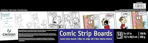 Canson Artist Series - Papel de cómic y manga, tablero de arte, bloc plegable, 5 x 17 pulgadas, 14 hojas (150 libras/8.82 oz), papel de artista para