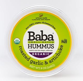 BABA FOODS Organic Roasted Garlic And Artichoke Hummus, 8 OZ