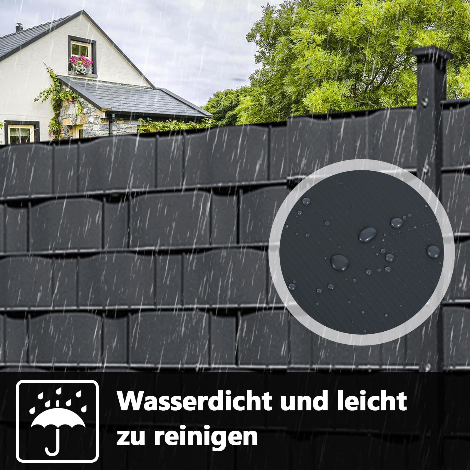 Sichtschutzstreifen für Doppelstabmatten, 210m x 19cm Wetterfester PVC Sichtschutz (450g/m²) inkl. 180 Clips. Ideal für Doppelstabmattenzaun, Garten & Balkon, Anthrazit