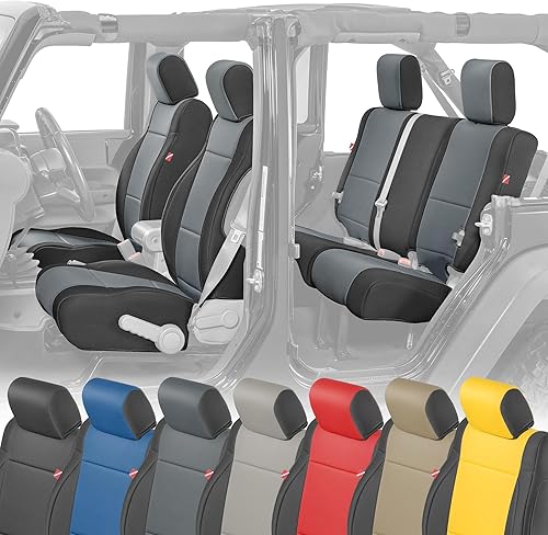Diver Down Juego de fundas de asiento de neopreno para Jeep JK Wrangler 2007-2018, juego de asiento delantero y trasero, fundas de asiento