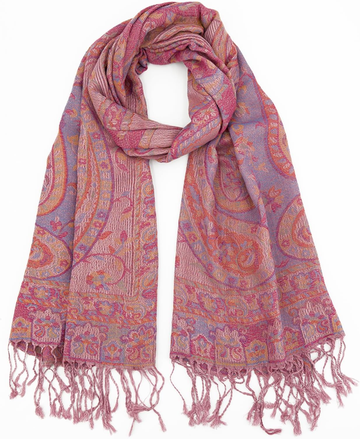 Two Tone Silky Paisley Pashmina Shawl Scarf,Soft Women's Rave Jacquard Pashminas Wrap Scarves