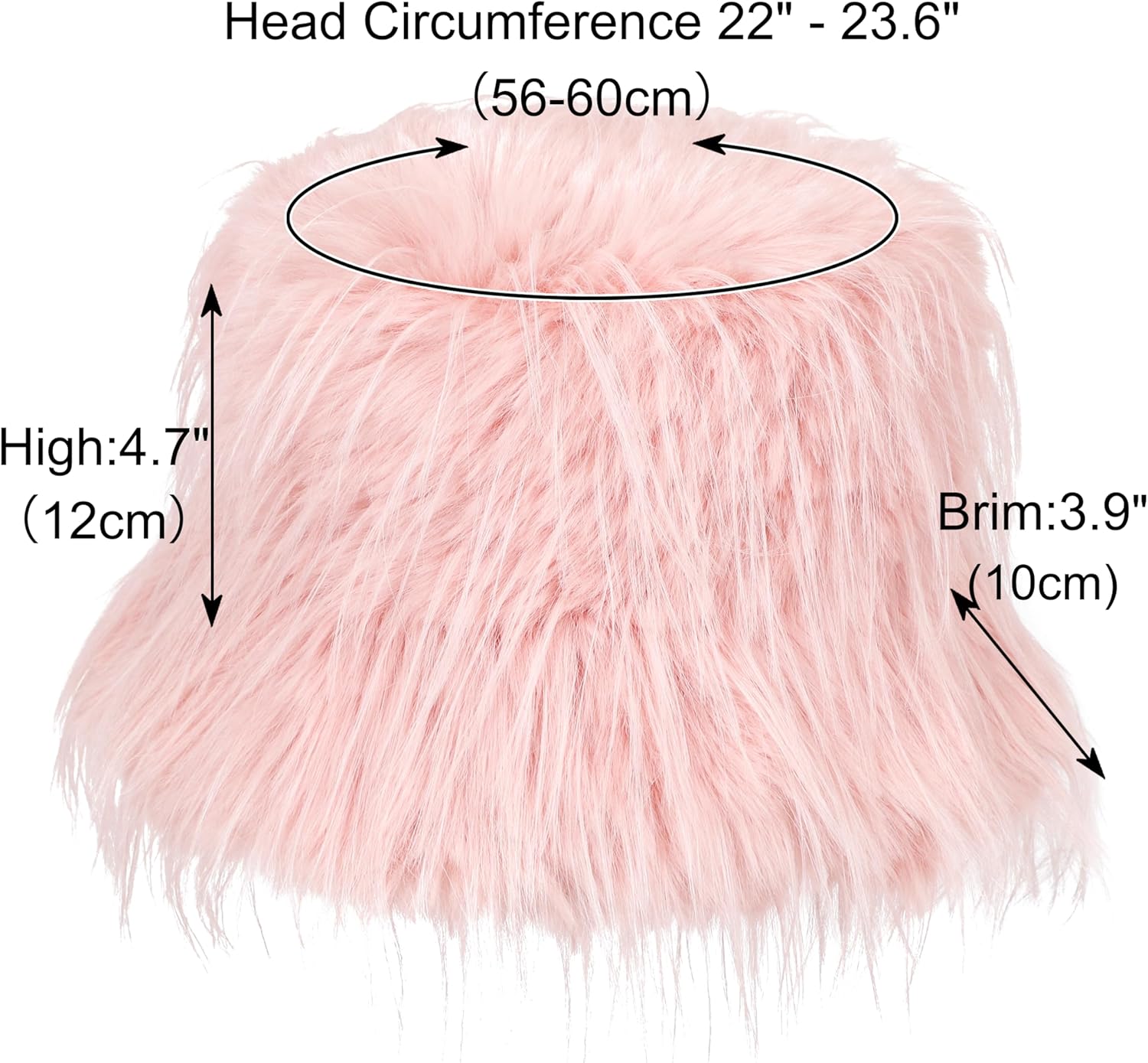 Women's Faux Fur Bucket Hats Winter Fluffy Warm Ladie's Plush Solid Color Fisherman Cap - Image 3
