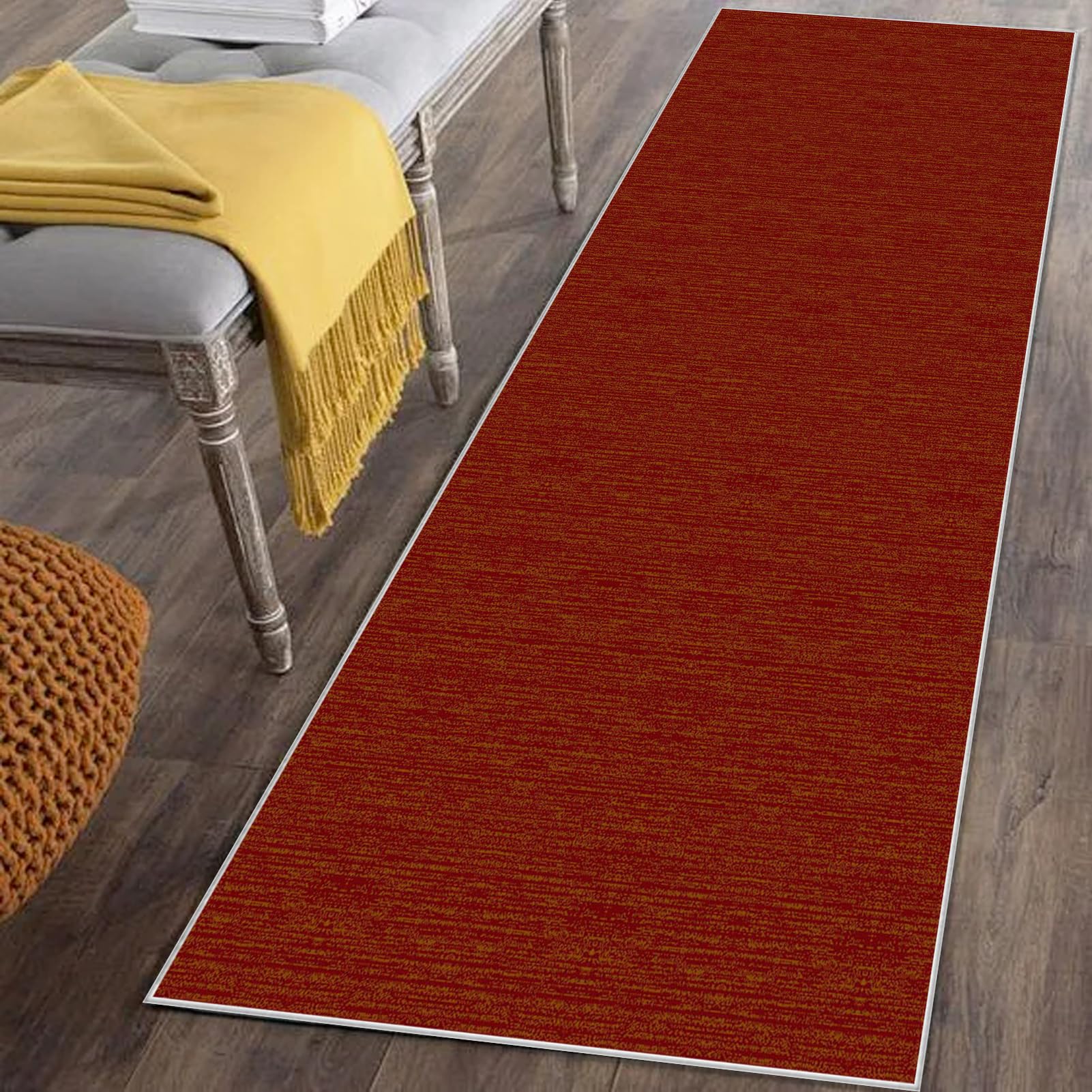 Runner Rugs for Hallways Non Slip Long Kitchen Rugs 90 x 500 cm Red Heavy Duty Carpet Runners for Hallways Kitchen Washable Hallway Hall Runner Narrow Rugs for Entryway Door Mat Carpet Floor Mat