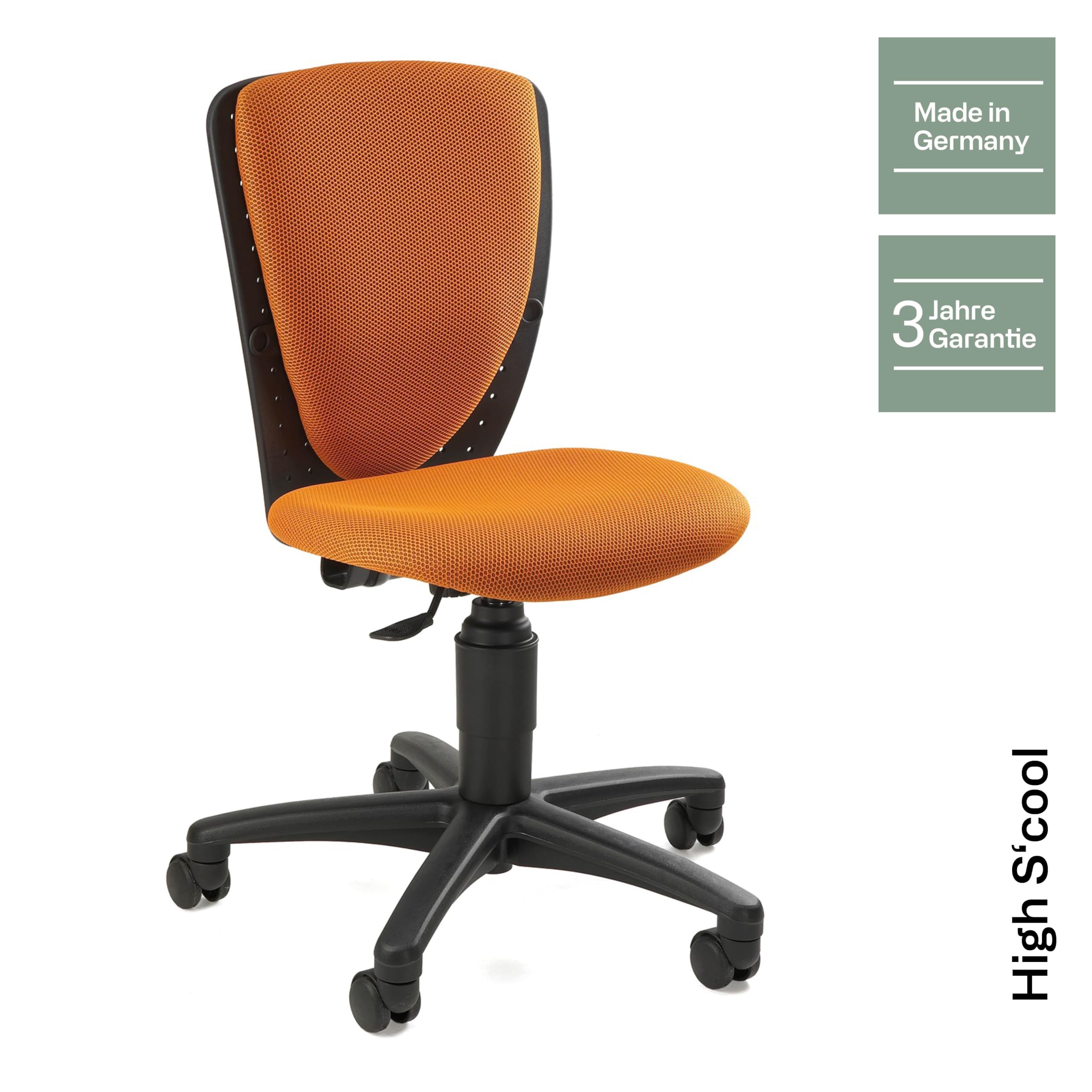 TOPSTAR High S 'Cool Kinderdrehstuhl, Kunststoff, Stahl, Polyester, orange, One Size