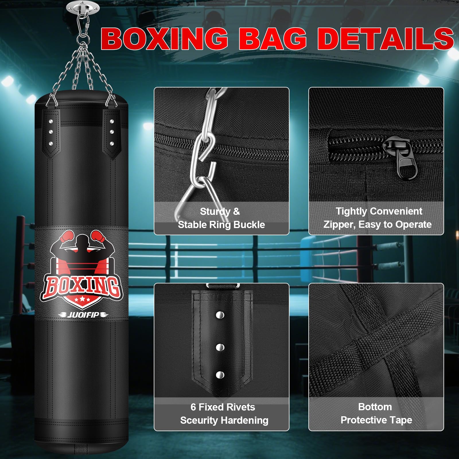 Punching Bag Set for Adults, 4FT Oxford Heavy Boxing Bag Set with 12 OZ Boxing Gloves, Suitable for MMA Karate Kickboxing Boxing Muay Thai Training at Home or Gym - Unfilled Heavy Bag