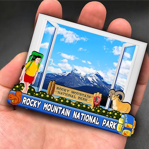 Miniatura 4 de Imán de madera del Parque Nacional de las Montañas Rocosas de los Estados Unidos 3D para nevera, recuerdos coleccionables, decoraciones artesanales