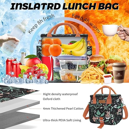 Miniatura 3 de Joymee Lonchera grande aislada para mujeres adultas, reutilizable, impermeable, para el trabajo, picnic, campamento, pequeña hielera a prueba de