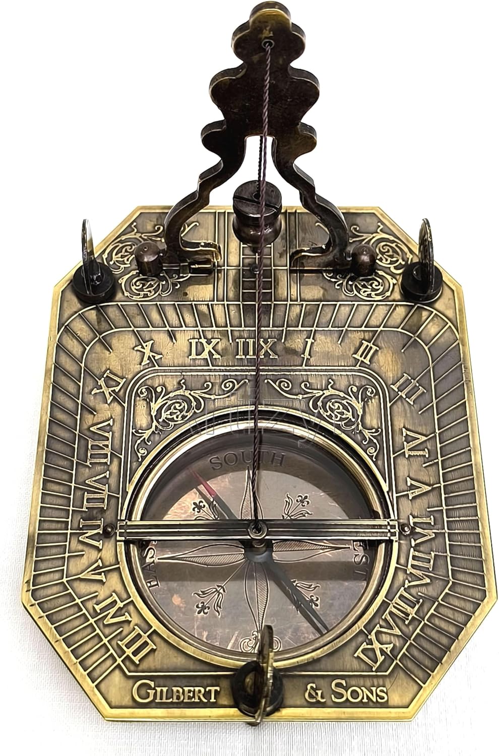 Brass Sundial Compass - Pendulum Sundial Unique Gift Ideas for Him or Her - Men & Women Wedding Gift Gilbert & Sons Sundial with Rosewood Case
