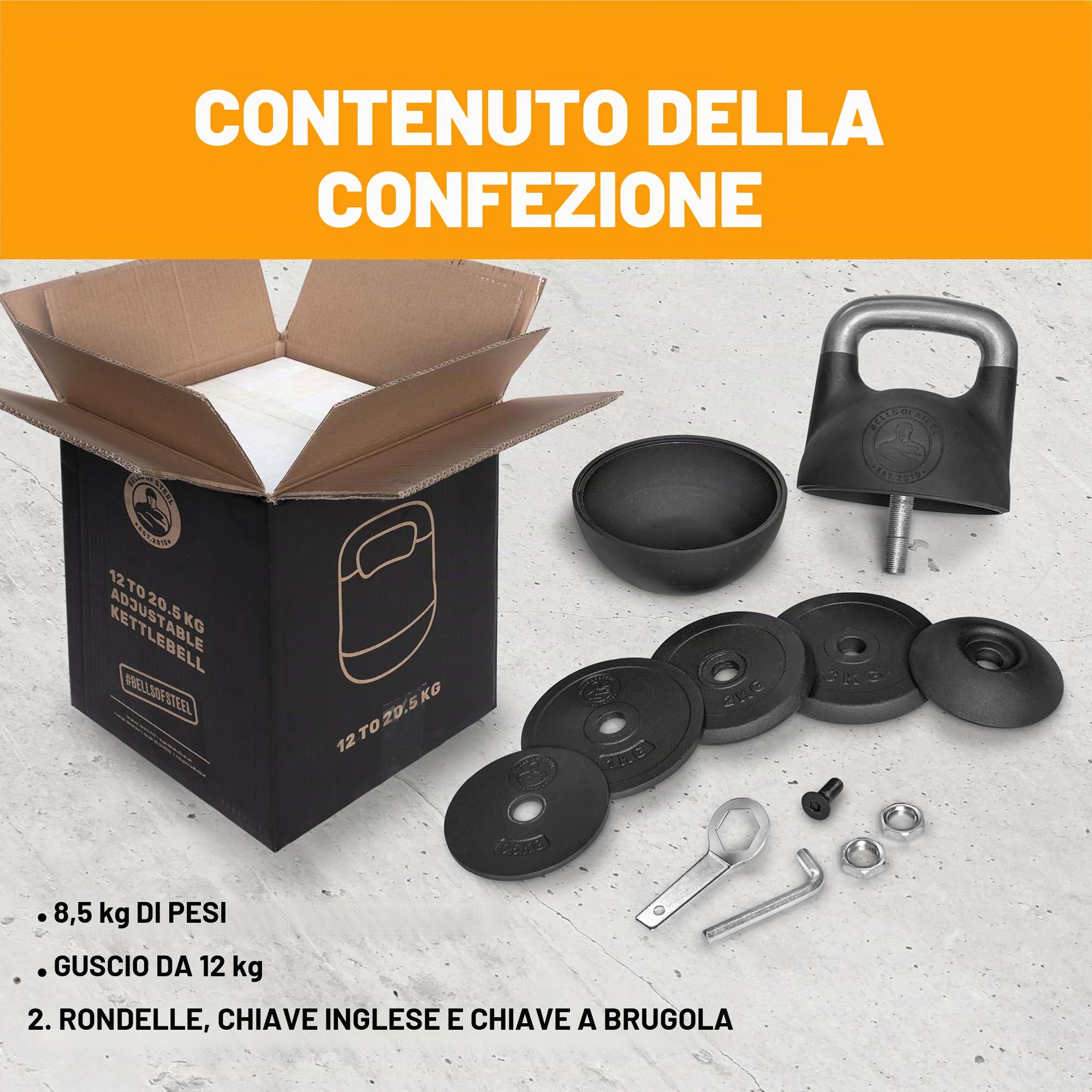 Set kettlebell regolabile [campane d'acciaio] set di pesi kettle bell, guscio in acciaio, caricato internamente per allenamenti di tutto il corpo, manico standard da competizione da 35 mm