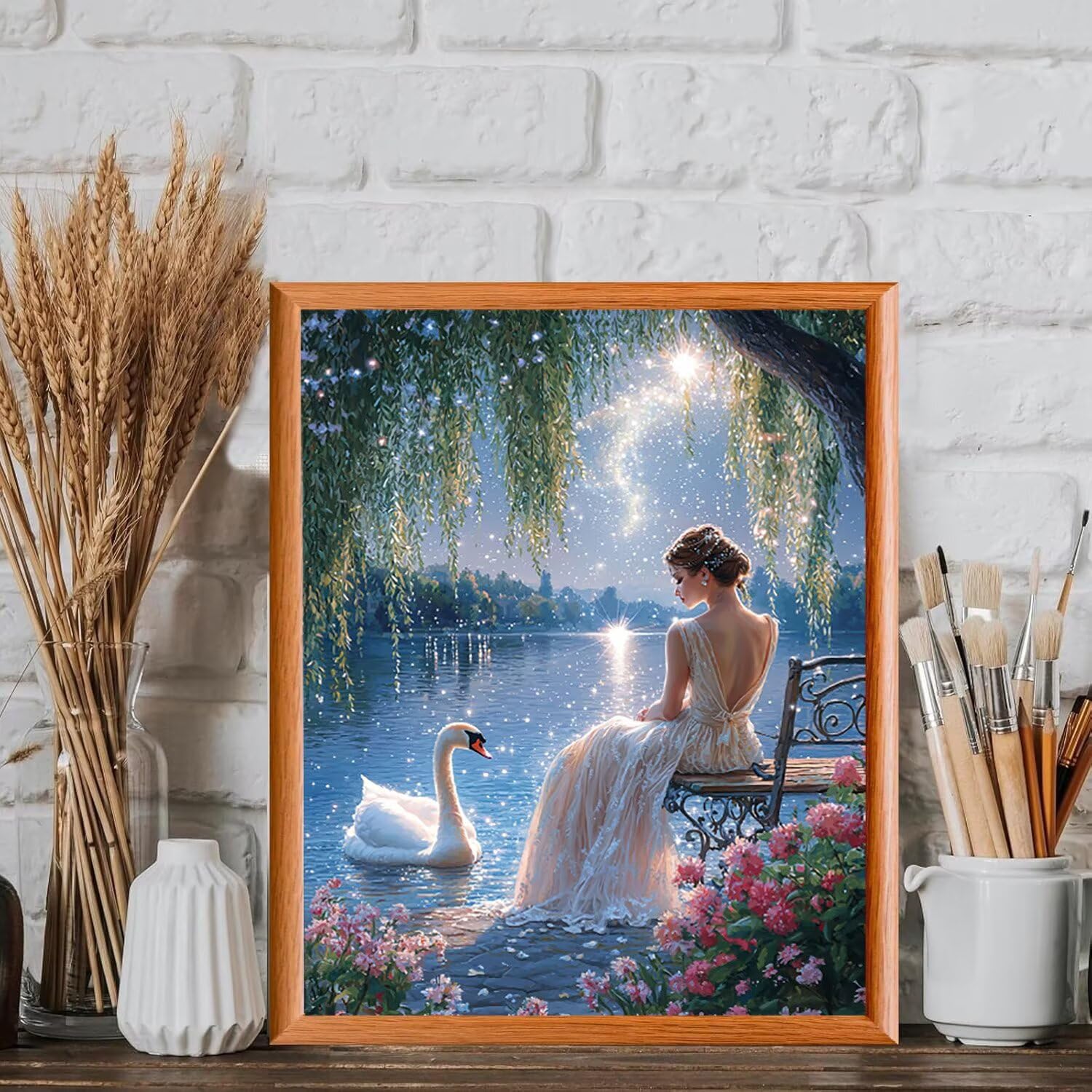 WEISHIWE Dipingere con i Numeri Adulti Cigno e donna, 60x80cm s-947