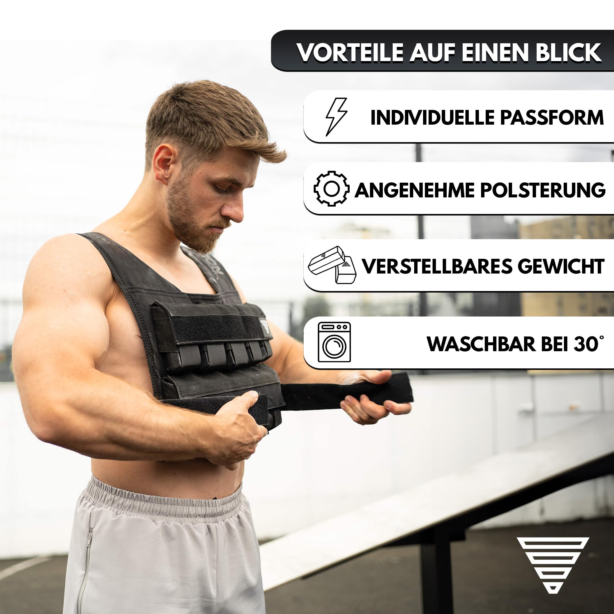 GORNATION Gewichtsweste 10/20kg, Kompakte & verstellbare Gewichte für Fitness, Calisthenics & Krafttraining, Weight Vest für Herren & Damen