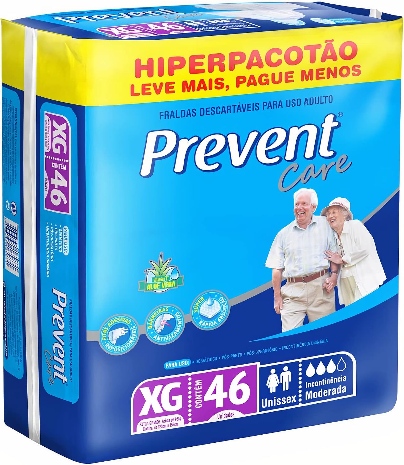 Fralda Descartável Geriátrica Prevent Care Vitalidade Sênior Pacotão Revenda Fita (TAMANHO XG 46 UNIDADES ACIMA DE 85KG) Fralda Descartável Geriátrica Prevent Care Vitalidade Sênior Pacotão Revenda Fita (TAMANHO XG 46 UNIDADES ACIMA DE 85KG)
