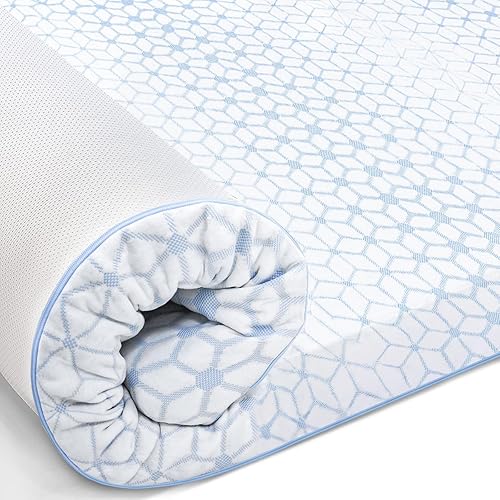 Cubrecolchón de espuma viscoelástica, tamaño Queen, 3 pulgadas, espuma viscoelástica de alta densidad premium, diseño ventilado, funda extraíble y