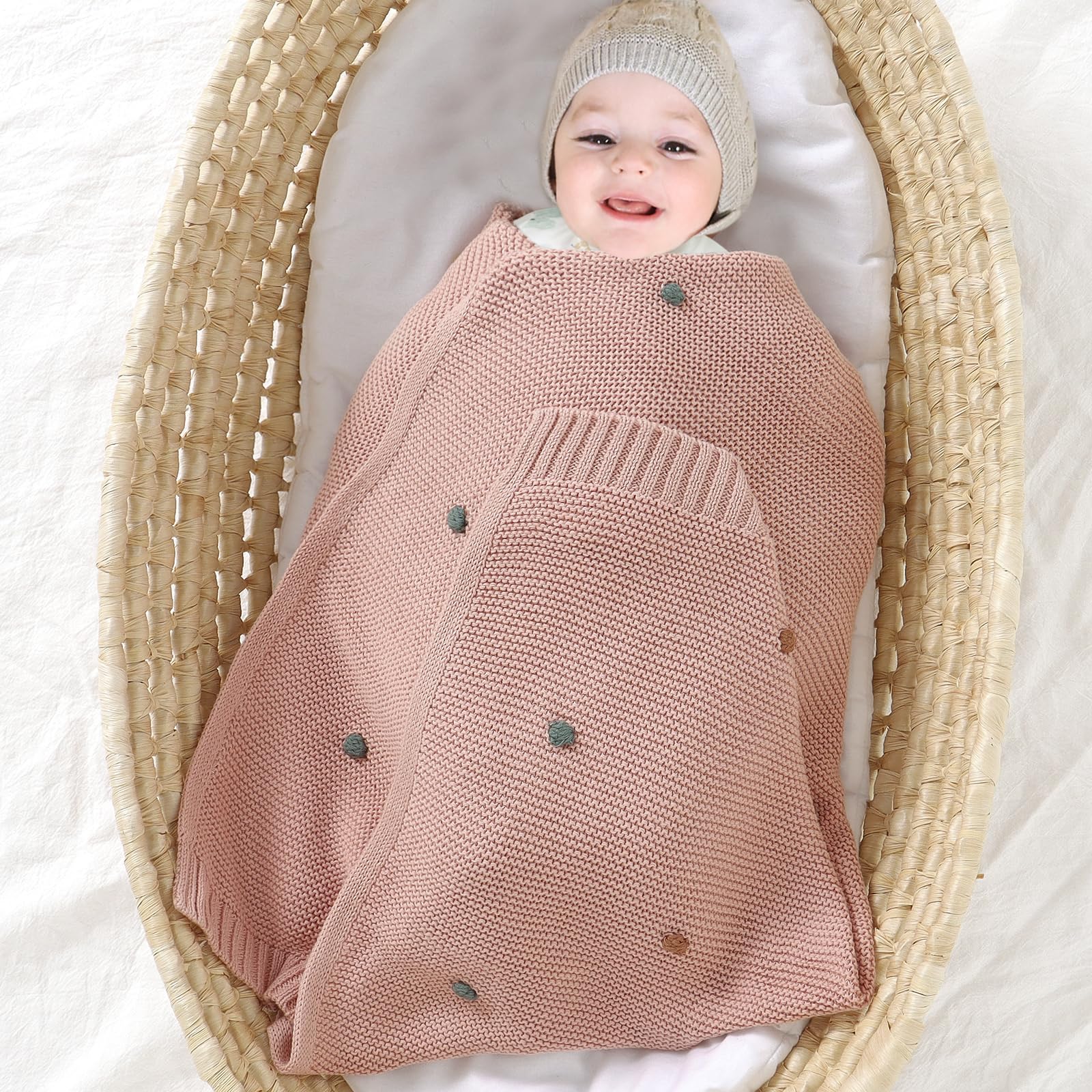 mimixiong Knit Baby Blanket, Soft Cozy Cotton Knit Baby Blanket for Boys and Girls - Image 4
