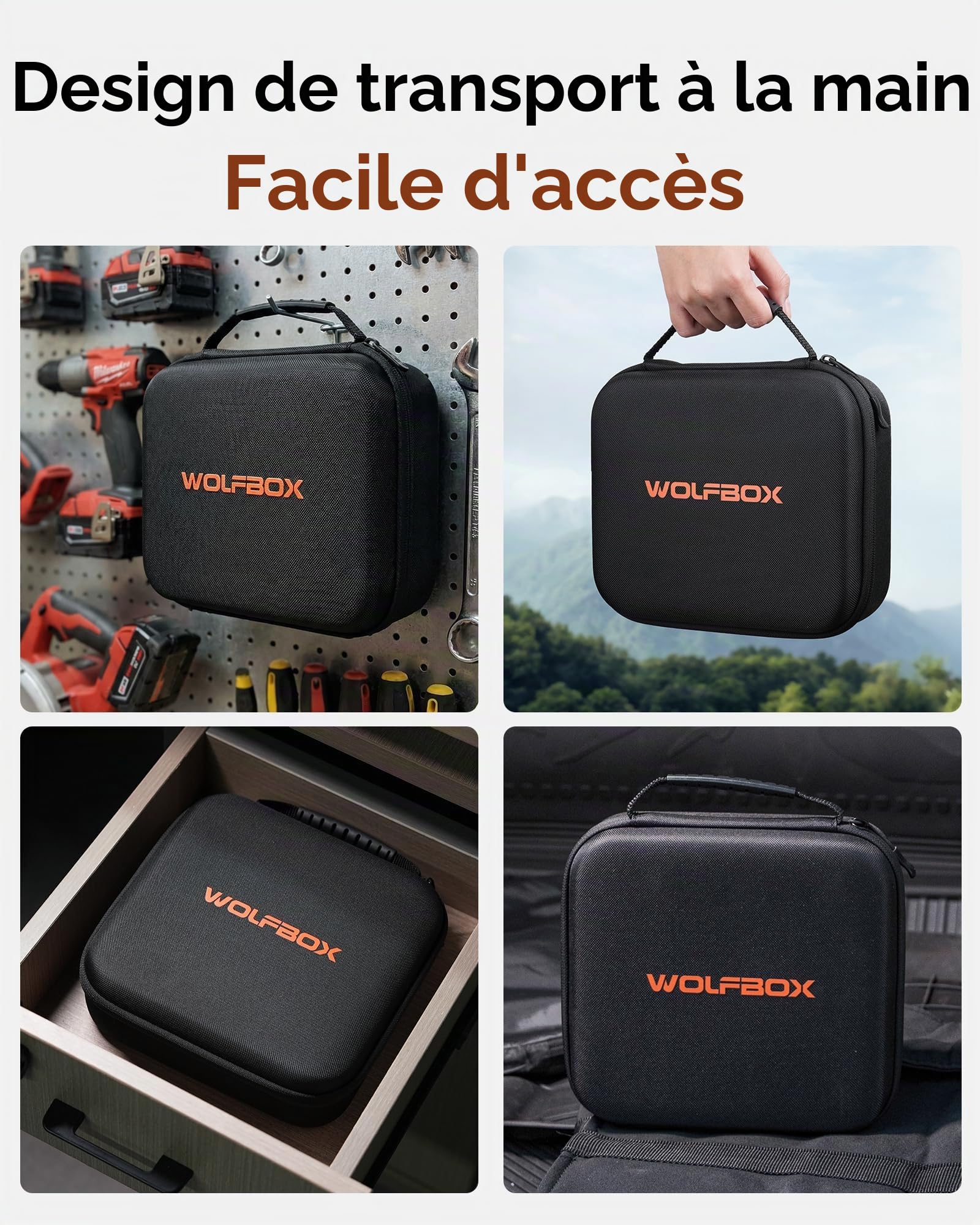 WOLFBOX Étui de transport rigide compatible avec MF100 MF200 MF60 MF70 dépoussiéreur électrique, sac de rangement de voyage résistant aux chocs pour souffleur d'air comprimé et accessoires, résistant
