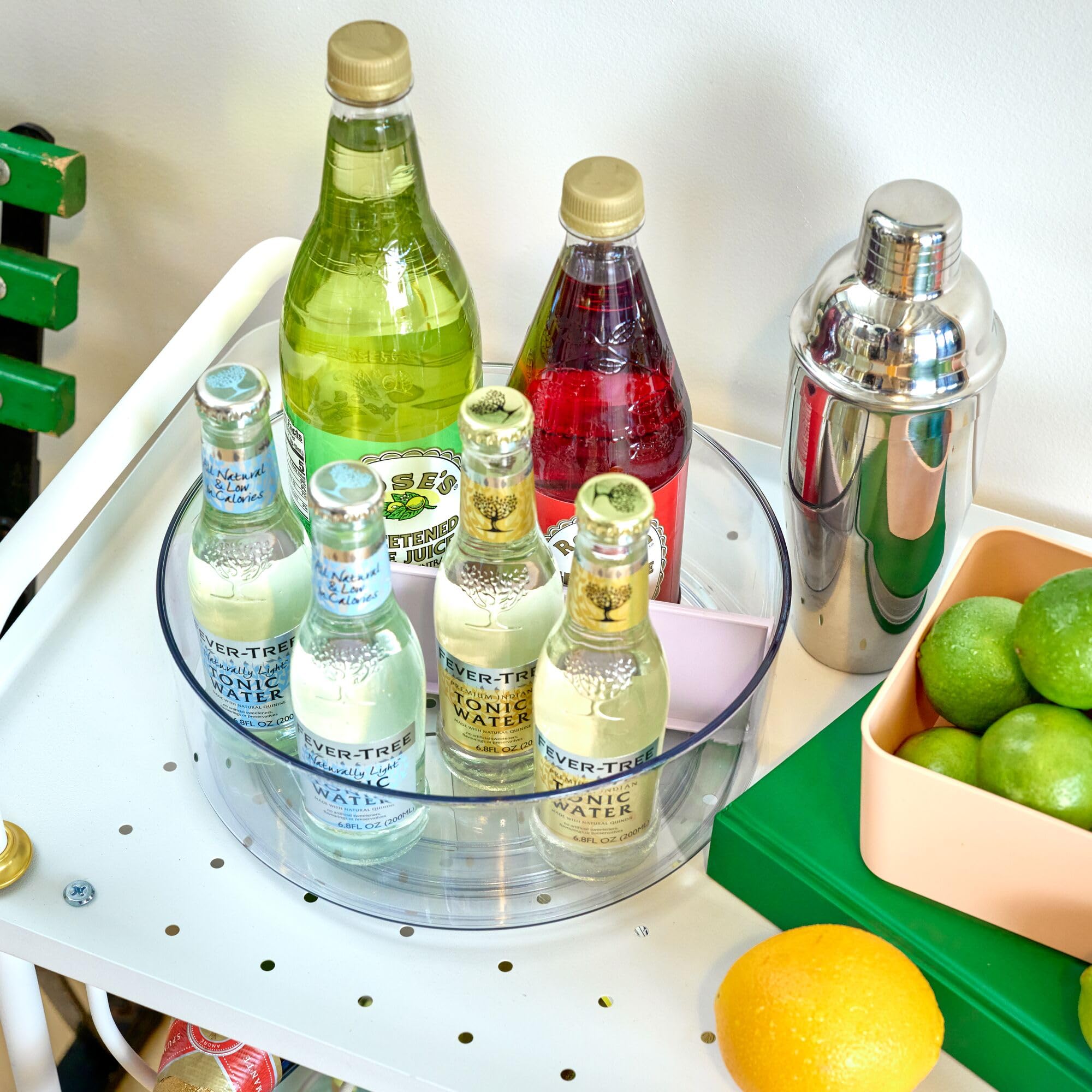 iDesign Drehteller, Küchen Rondell by Rosanna Pansino, Vorratsbehälter aus recyceltem Kunststoff mit Trennwand, durchsichtig und violett