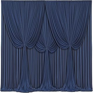 4 Panels Navy Blue Backdrop Curtains for Wedding Party Wrinkle Free Backdrops Curtain Drapes Fabric Decorations Photo Back Drop Cloth for Baby Shower Photography Stage Reception 20ft(W) x 12ft(H)