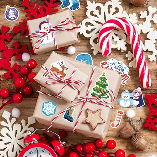 Miniatura 6 de 330 calcomanías de invierno para niños, calcomanías de vacaciones de invierno con Papá Noel, muñeco de nieve, árbol de Navidad, pingüino, copo de