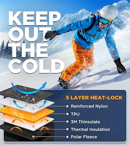 Miniatura 2 de -10 Waterproof Winter Gloves Men, Touchscreen Fingers Snow Ski Gloves Women, 5-Layer Touch Screen Cold Weather Gloves