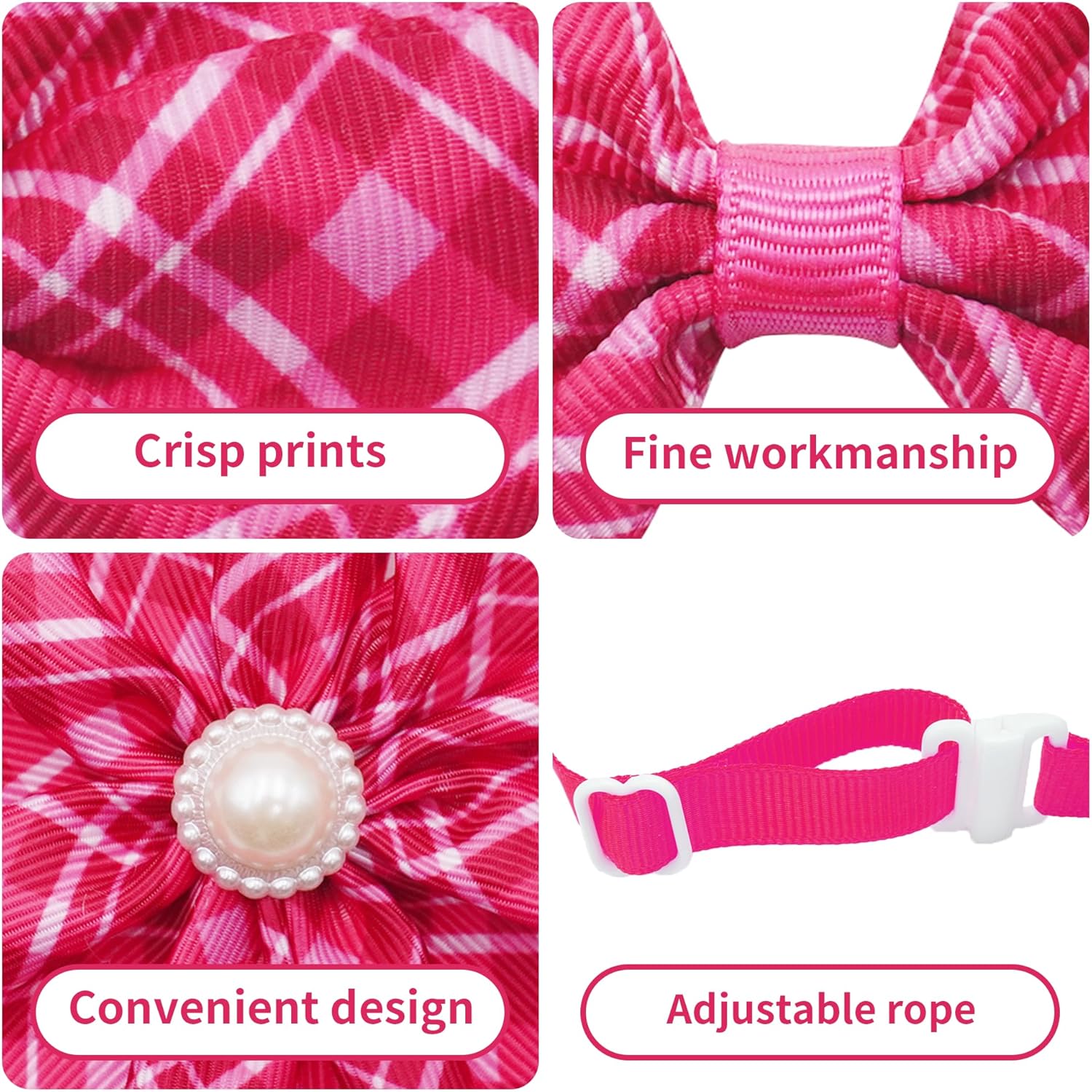 120PCS Dog Bows Plaid Bulk Include 20PCS Bowties with Adjustable Buckle 40PCS Hair Bows 60PCS Flowers and Bowties Attachments for Small Medium Cats Pets Grooming Accessories