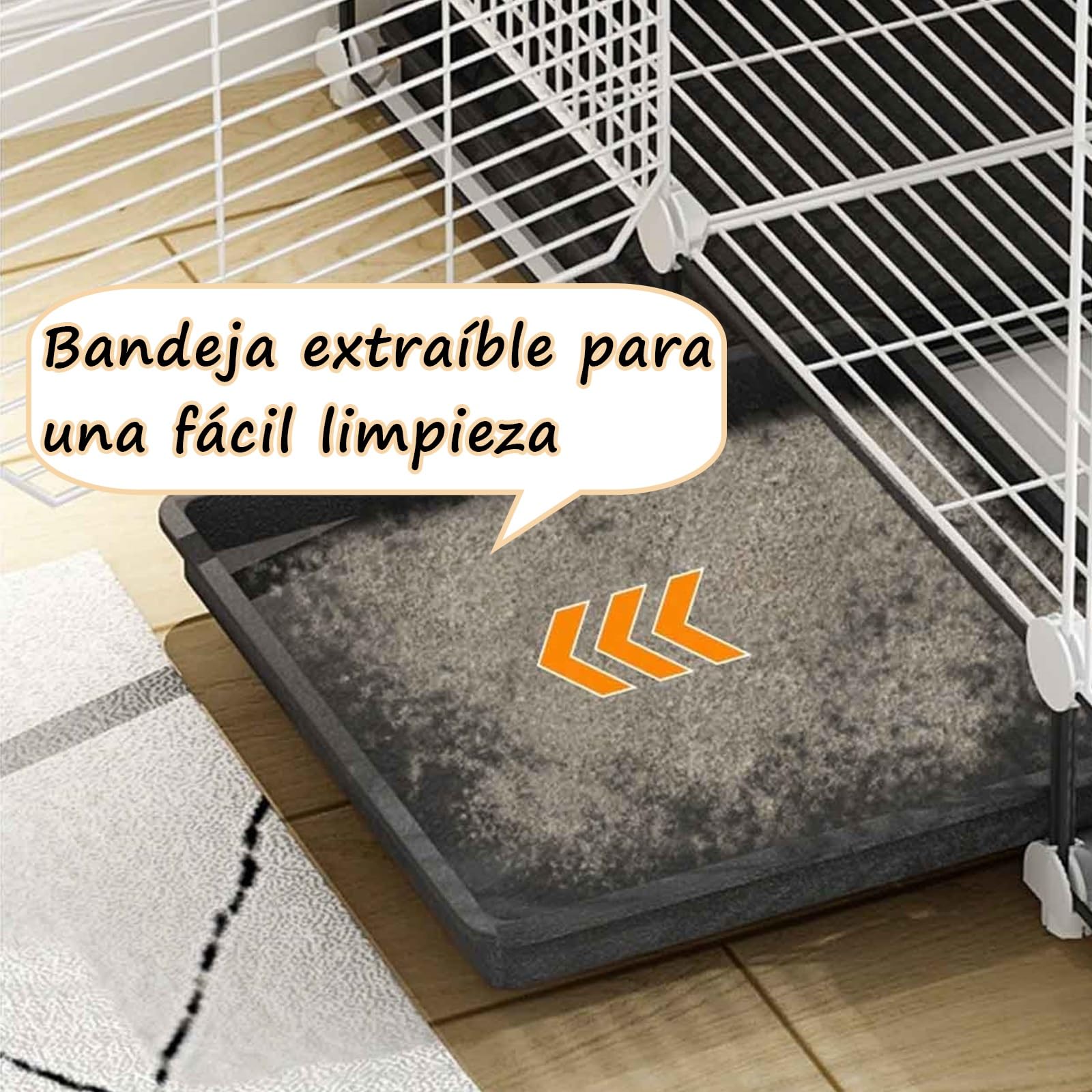 Jaulas para Conejos Interior con Bandeja y Alfombrillas, Negro/Blanco Jaula Conejo Grande Jaulas para Animales Pequeños para Conejito, Gato y Chinchilla (Size : E:111x39x48cm)
