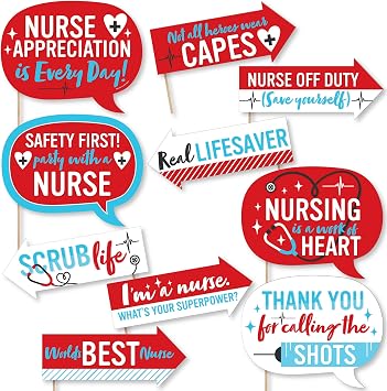 Big Dot of Happiness Photo Props Kit - 10-Piece Healthcare Professional Party Supplies - Decorative Photo Booth Props with Speech Bubbles and Arrow Signs for Celebrations - Nurse Appreciation Week
