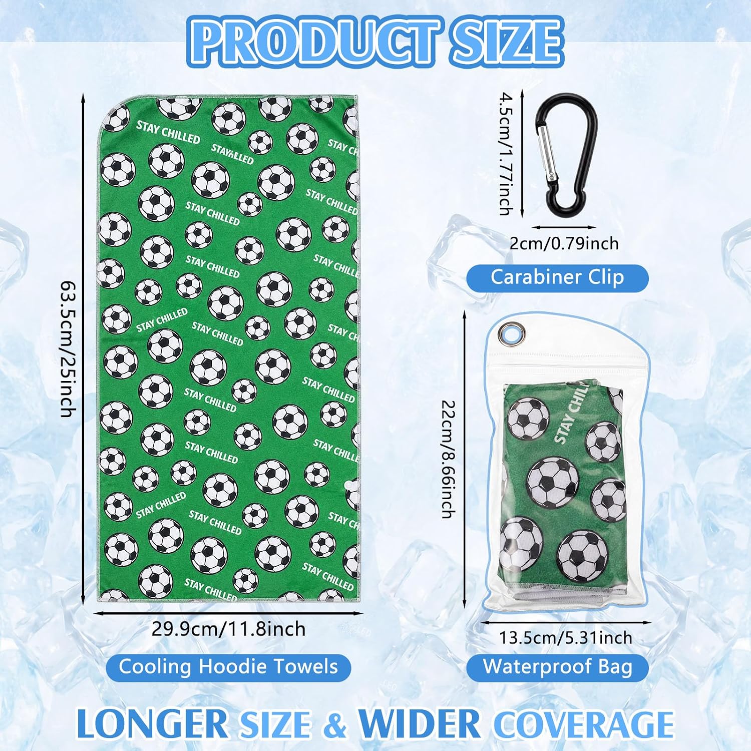 6 Pack Soccer Cooling Hoodie Towels for Neck and Face Sun Protection Instant Cooling Towel Microfiber Ice Towel for Hot Weather Sport Soccer Football Gym Campin Party Favors Team Gift