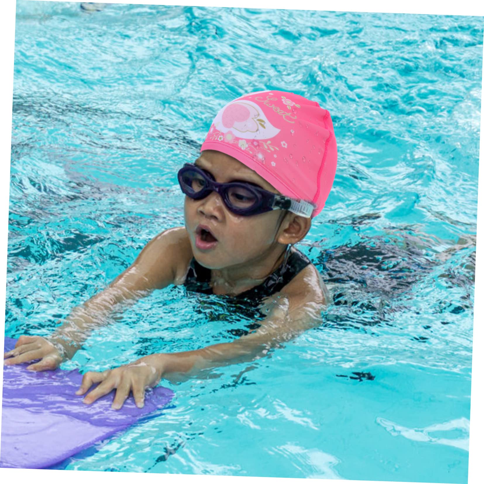 POPETPOP Gorro De Natación Sombrero De Sombrero De Natación Gorro De Baño Mujer Pelo Largo Cubre Orejas para Nadar Gorros De Ducha para Gorras Rosa Poliéster