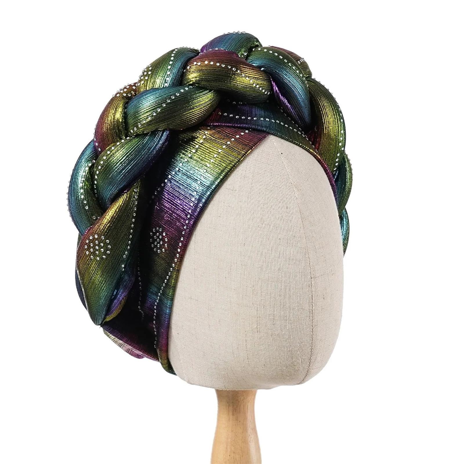 Cappello turbante automatico pre-legato da donna con treccia avvolgere la testa per matrimoni e stile hijab formale copricapo Gele