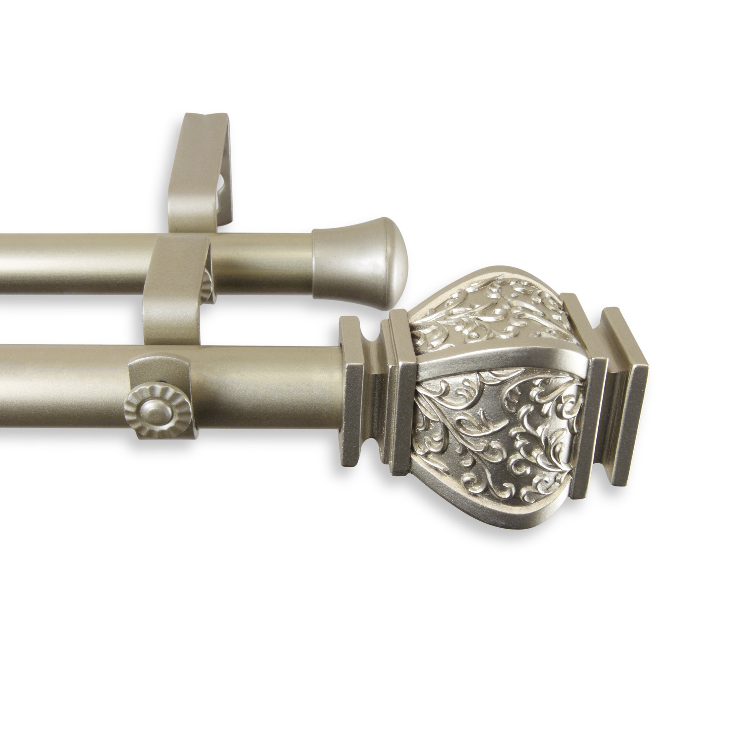 A&F Rod Décor - Tessa Double Curtain Rod 1 inch diameter, 28-48 inch - Gold