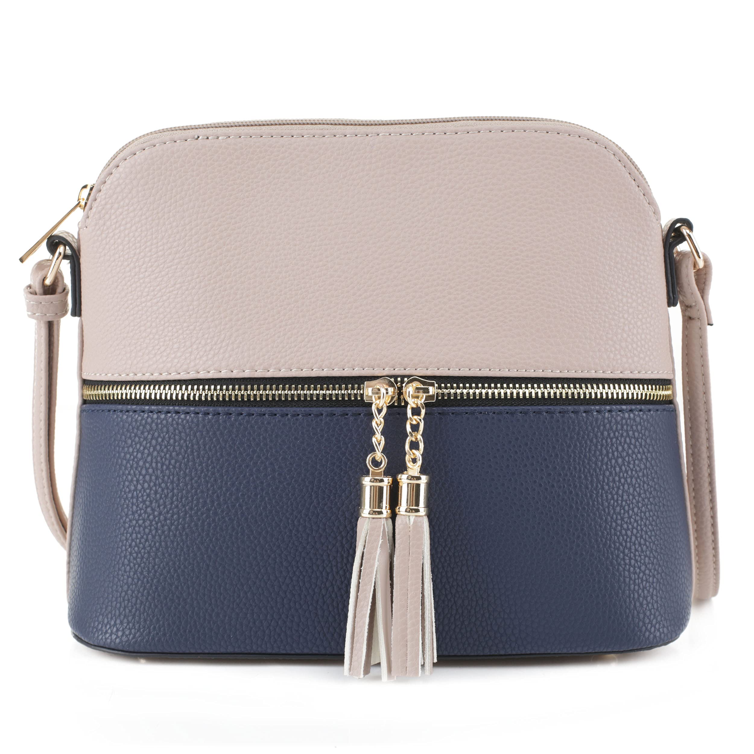 SG SUGU Lunar Lightweight Medium Dome Crossbody Bag Shoulder Bag with Tassel | Zipper Pocket | Adjustable Strap