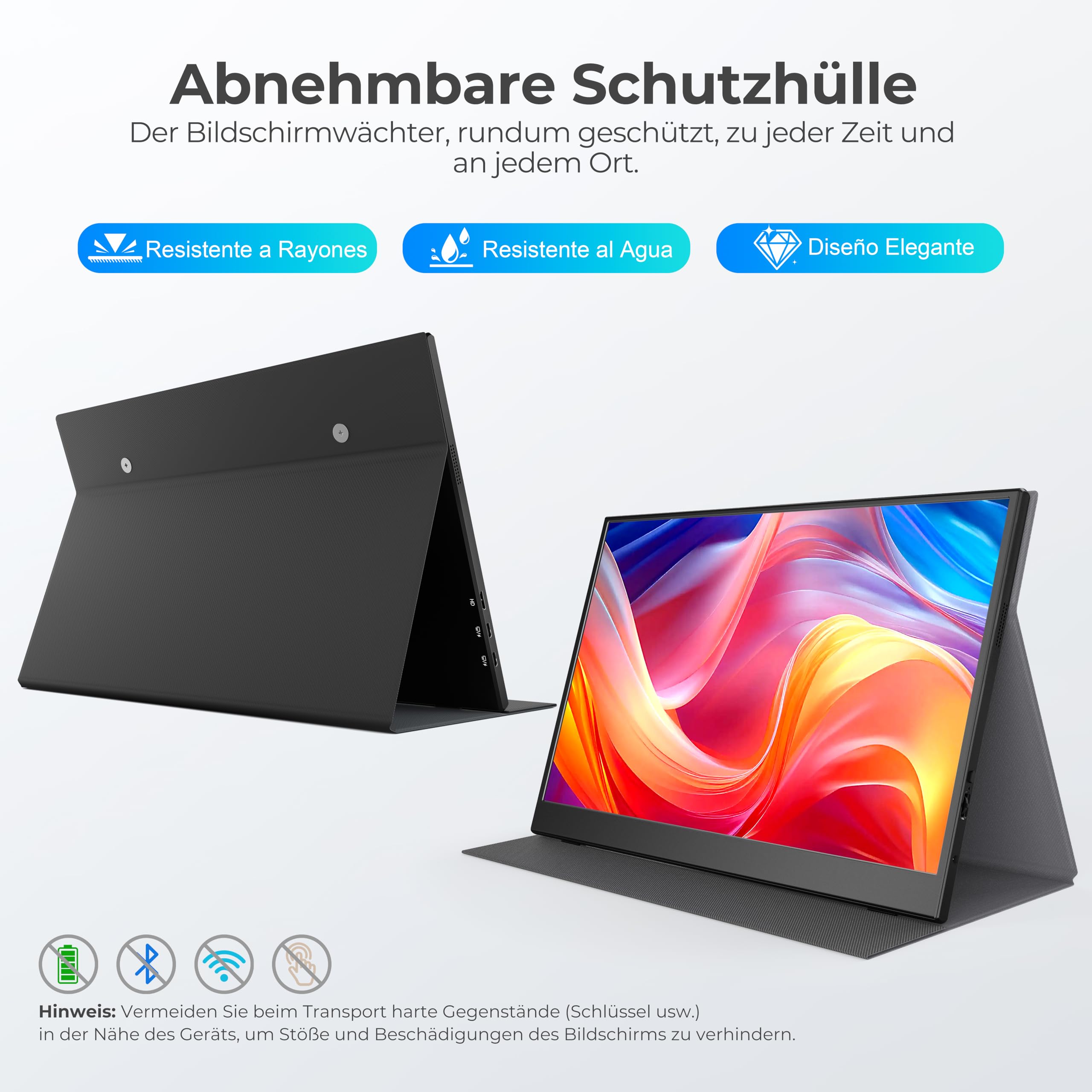 UFYQL Portable Monitor 15,6 Zoll FHD IPS Display Plug and Play USB-C HDMI VESA-kompatibel