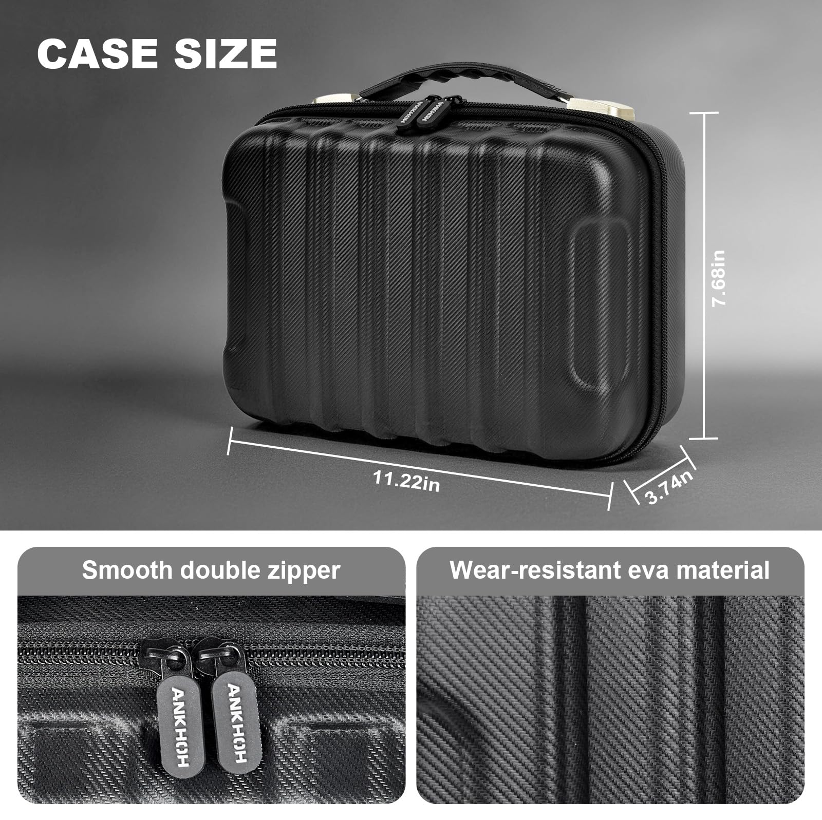 ANKHOH Friseurtasche mit leicht reinigen Aluminiumfolie Futter, Harte Eva Organizer Tasche für 3 Clippers & 4 Scheren, passt für Wahl/für Andis/für Ufree und die meisten Trimmer (Black) (schwarz)