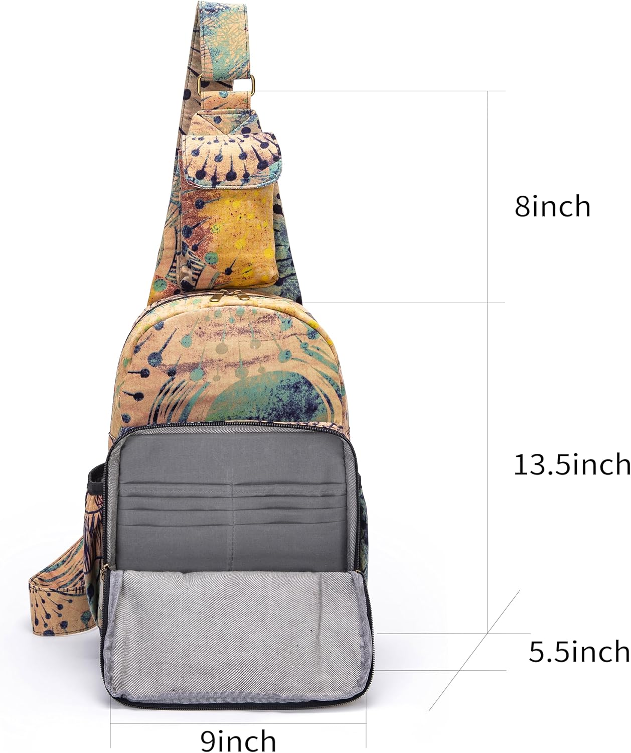 Coton Pose Women sling bag Elephant canvas large boho backpacks bohemian Crossbody Bag (purple yellow) - Image 3