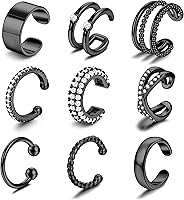 YADOCA Non-Piercing Ear Cuffs for Women: 9pc 14K Gold Plated Clip-On Cartilage Fake Earrings, Adjustable Lightweight Jewelry Set