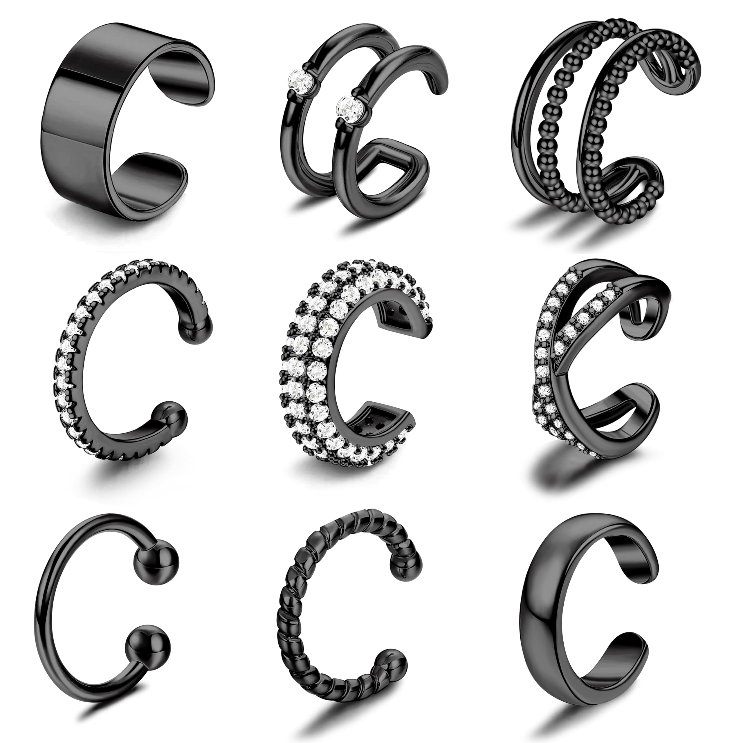 Ear Cuffs Non Piercing Earrings for Women Trendy Lightweight 14K Gold Plated Clip On Fake Earrings Non Pierced Cartilage Ear Cuff Jewelry Set