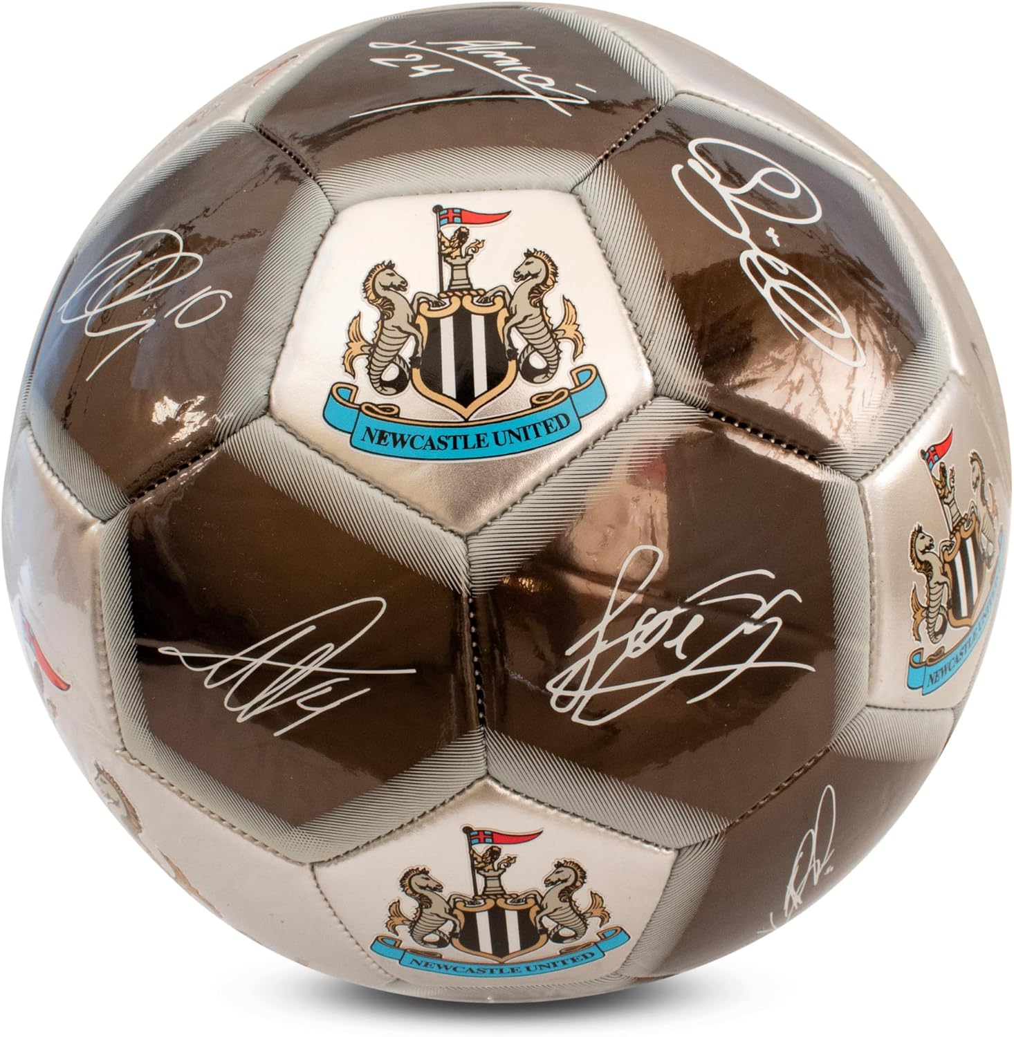 Hy-Pro Officially Licensed Newcastle United F.C. Signature Football - Metallic, Size 5, NUFC, Training, Match, Merchandise, Collectible for Kids and Adults