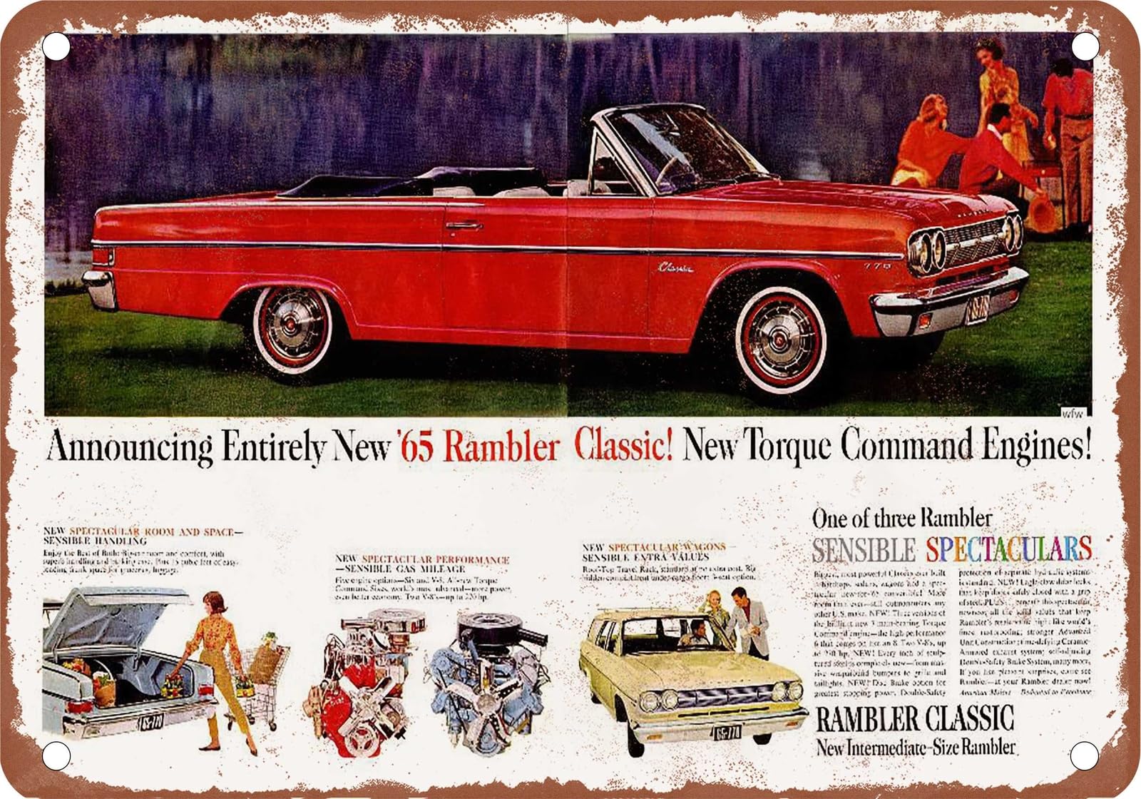 METAL SIGN - 1965 Rambler Vintage Ad 07 - Old Retro Rusty Look home decor