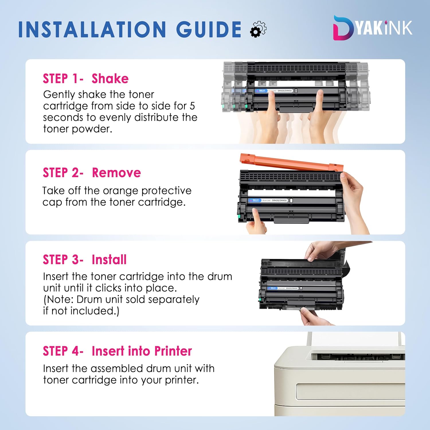 Dyak DR420 Drum Unit, Compatible Replacement for Brother DR420, Works with Brother HL-2130, HL-2240, HL-2270DW, MFC-7360N, MFC-7860DW, DCP-7065DN Printers (12,000 Pages)