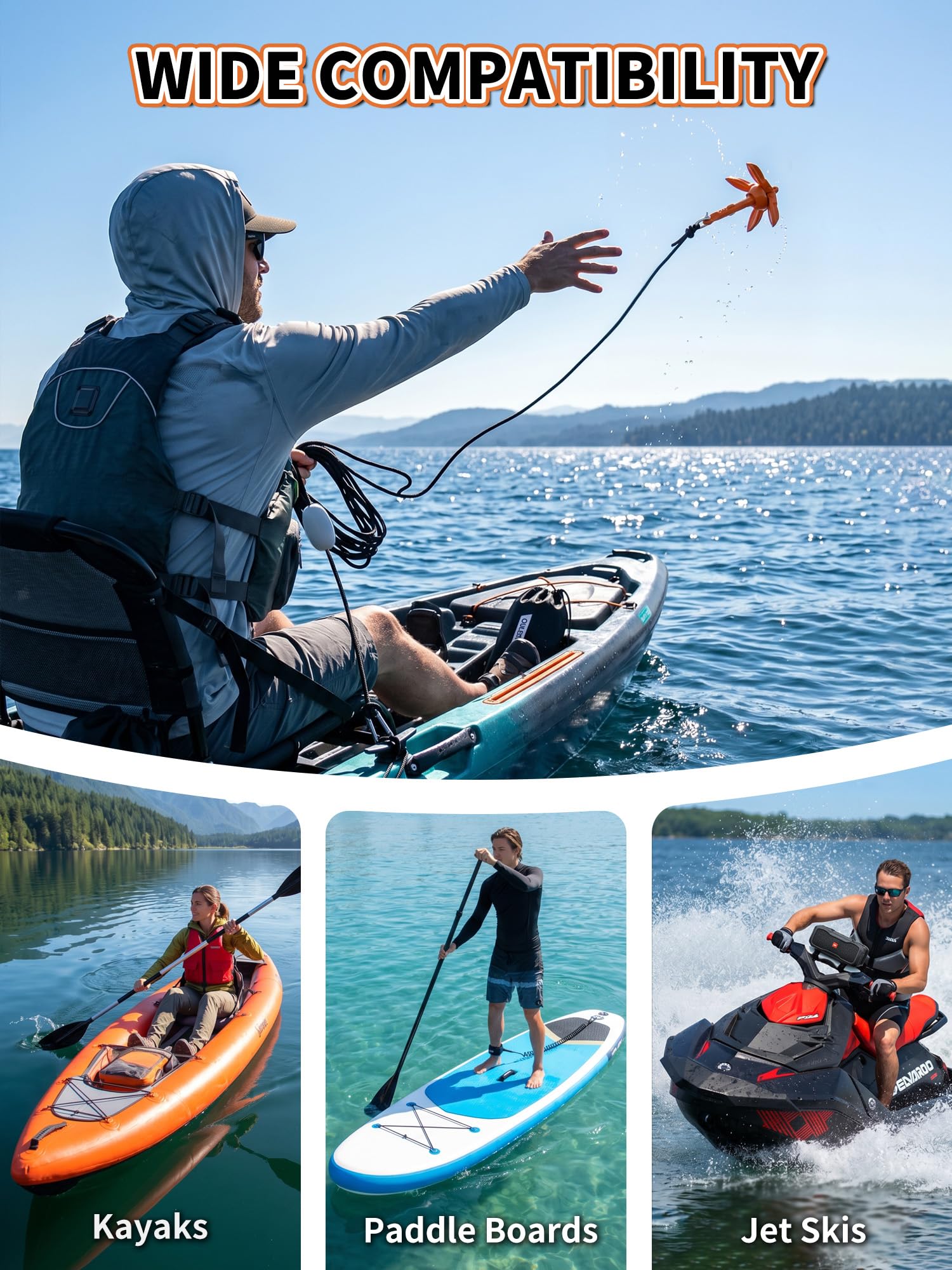 OULEME Folding Grapnel Anchor Kit - Boat & Watercraft -6 OULEME Folding Grapnel Anchor Kit - Boat & Watercraft -6
