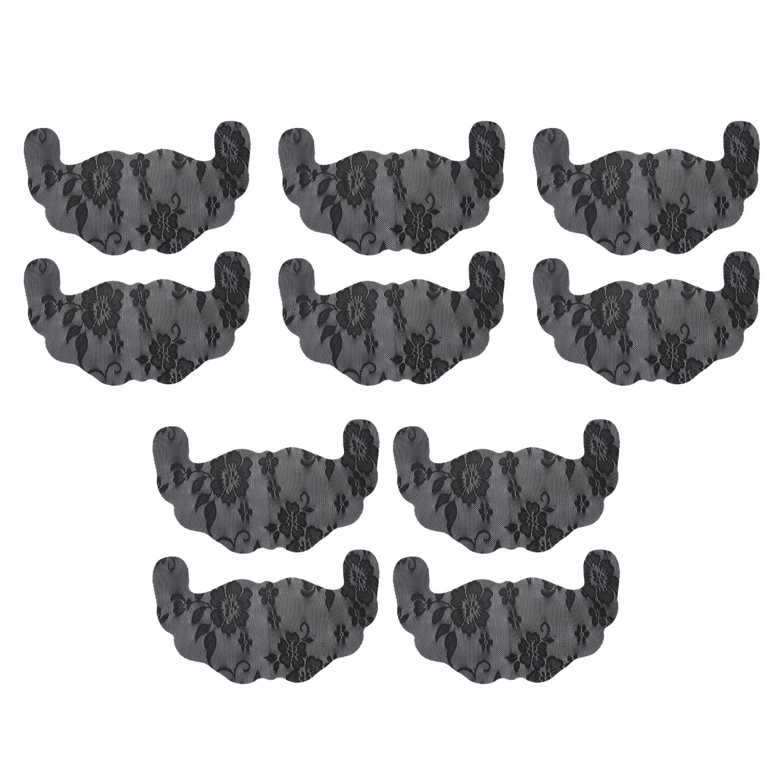 Autocollants de Cache-tétons, 5 Paires de Soutien-gorge en Dentelle Jetables pour Femmes en Forme de U, Cache-tétons en Dentelle Adhésive Fine et Respirante pour une Fête (BLACK)