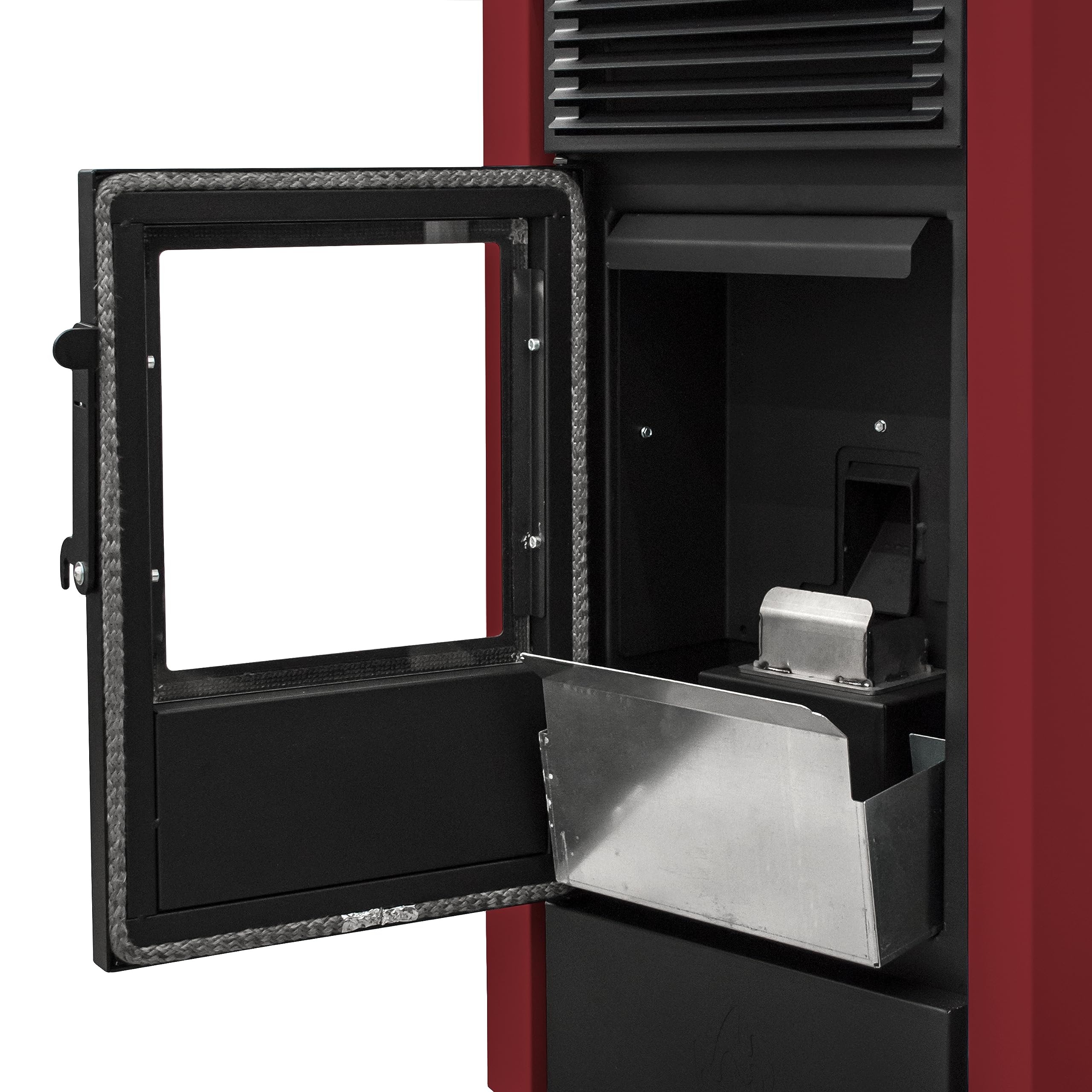 STUFE A PELLET ITALIA SRL - California 8 kW piec na pellet, wentylowany, ogrzewanie do 60 m2, 5 poziomów mocy, 5 prędkości wentylacji, programowalny, czerwony