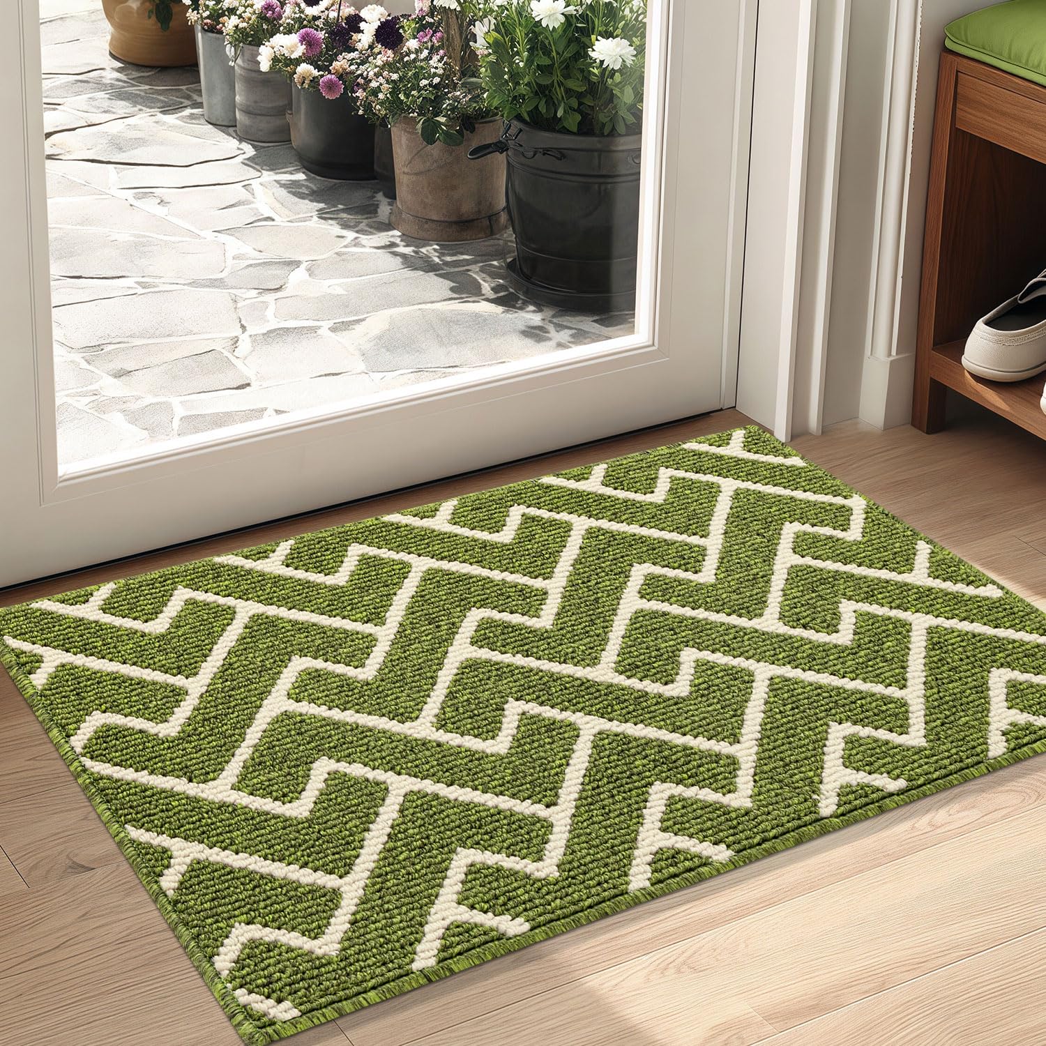 Biscpro Schmutzfangmatte 50x80 Fußmatte, Wasserdicht Schmutzabsorption Matte Fussmatte für Außen Innen Eingang, Garten, Teppich, küchenteppich
