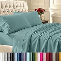 California Design Den Teal Queen 100% Cotton Sheets - 400 TC Sateen, Deep Pocket Fitted Sheet Set, Soft Breathable Bedding
