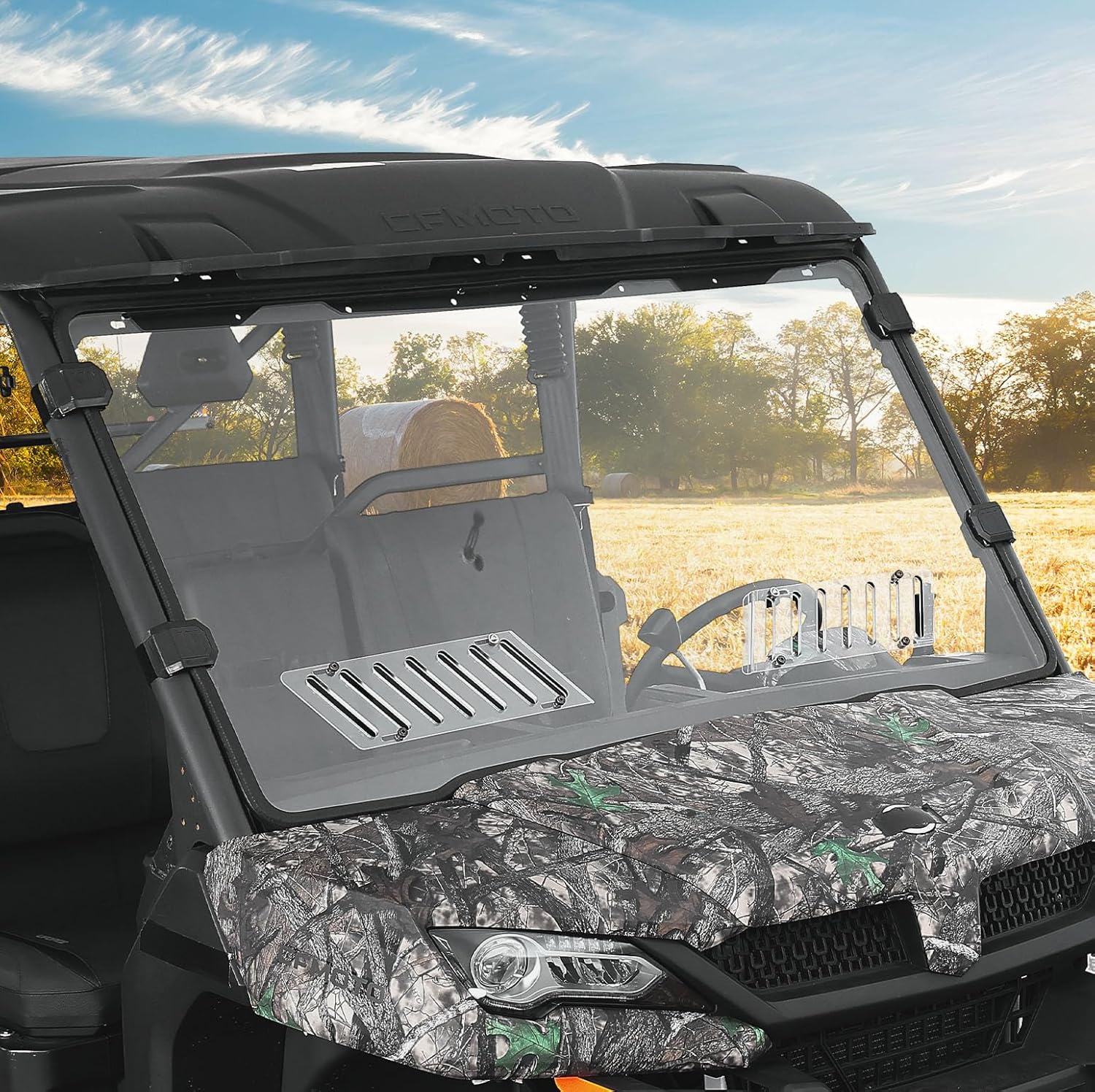 KEMIMOTO Vented Front Windshield Compatible with CFMOTO UFORCE 1000/1000XL, Scratch Resistant Windshield with Pre-Installed Rubber Strips Front Window Accessories(Not fit U10 Pro,600,800 XL)