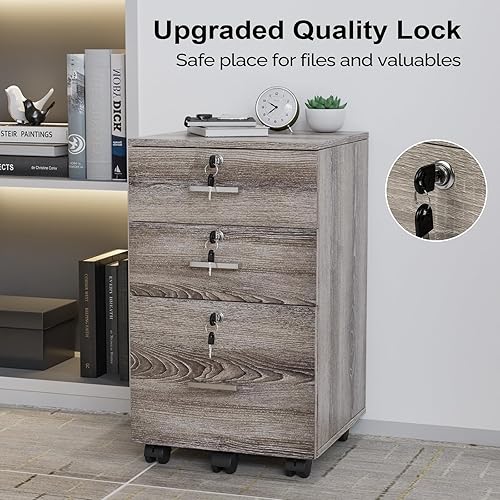 Miniatura 126 de VINGLI Archivador de 2 cajones con cerradura, archivadores rodantes para oficina en casa, soporte de impresora pequeño, organizador de archivos