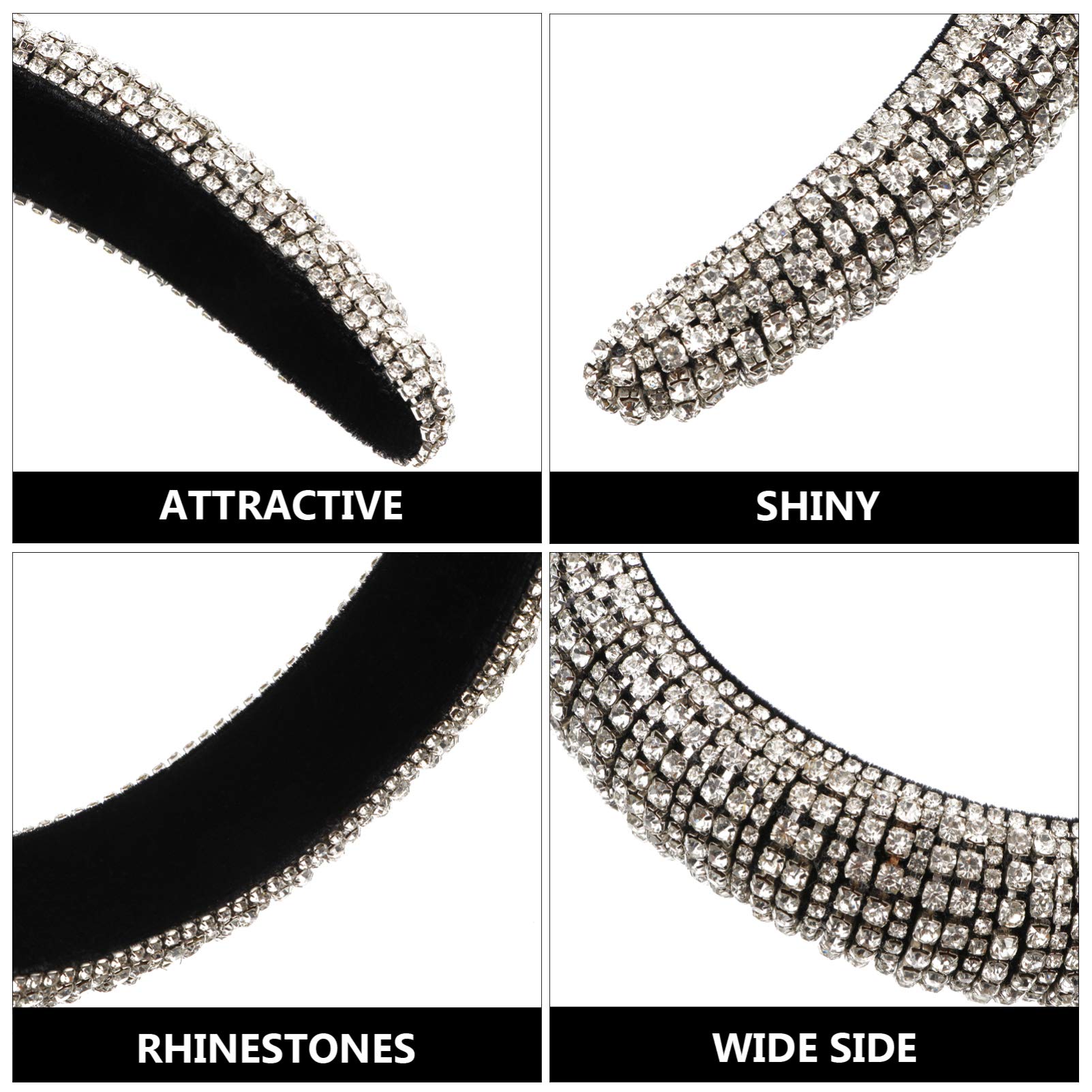 FRCOLOR 3stücke Glitzernde Haarband Für Breiter Gepolsterter Kopfschmuck Mit Funkelnden Kristallen Für Festliche Anlässe Und Besondere Anlässe
