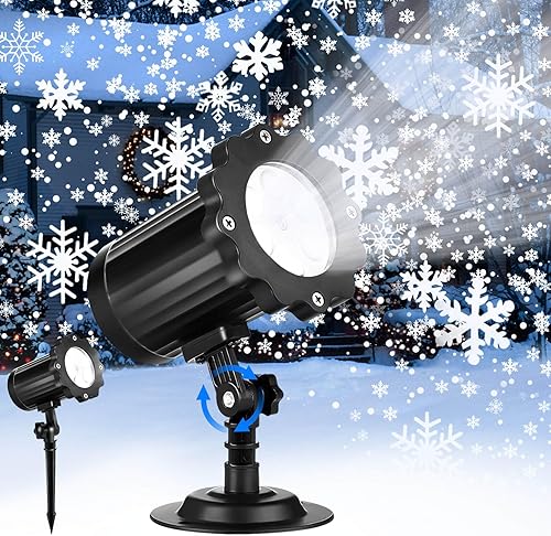 Proyector de luces de Navidad para exteriores, impermeables y ajustables, luces LED de copo de nieve para interiores para Halloween, Navidad, fiesta