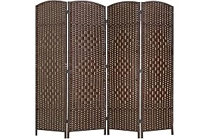 Room Divider Folding Privacy Screen For Offices and Homes (4 Panel, Brown)